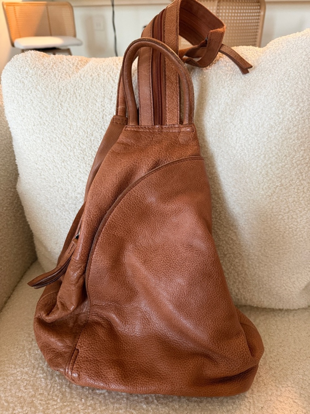We The Free Chestnut Brown Suede-Lined Backpack Interior